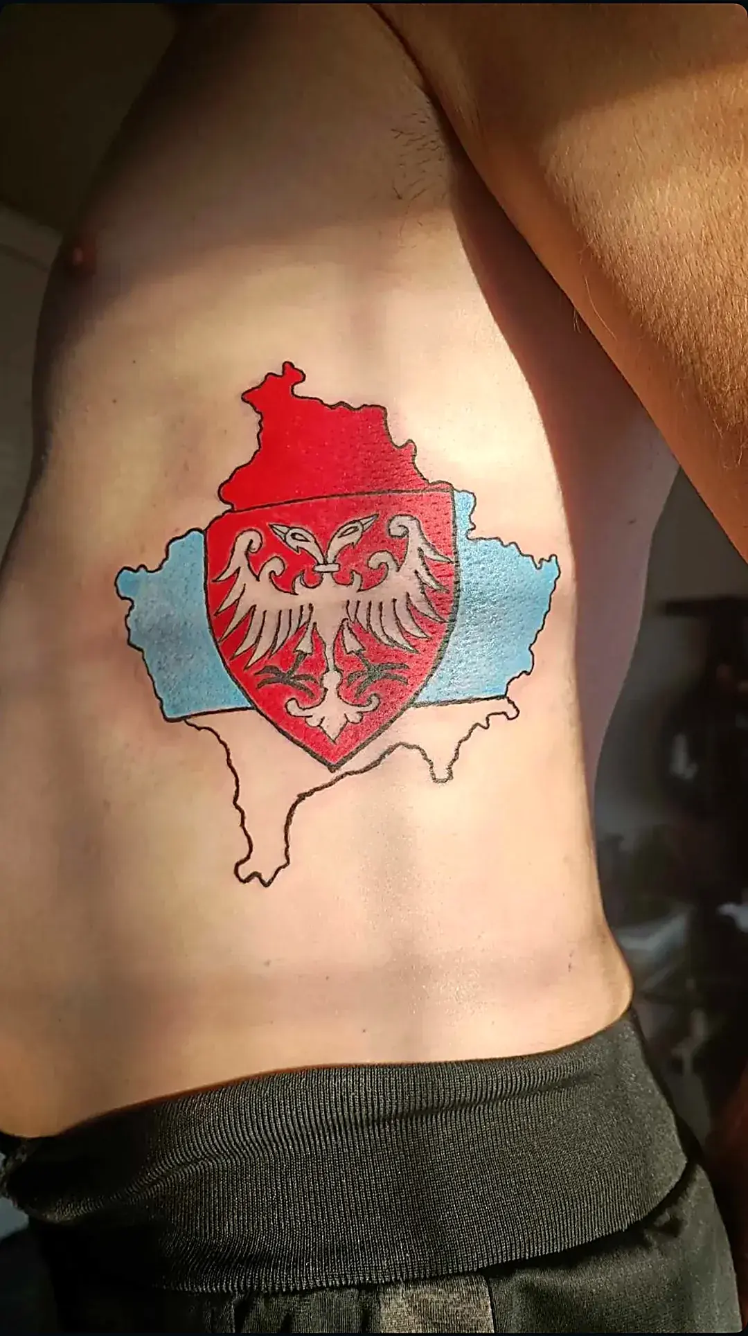 Kolor tetovaža grba na rebrima.
